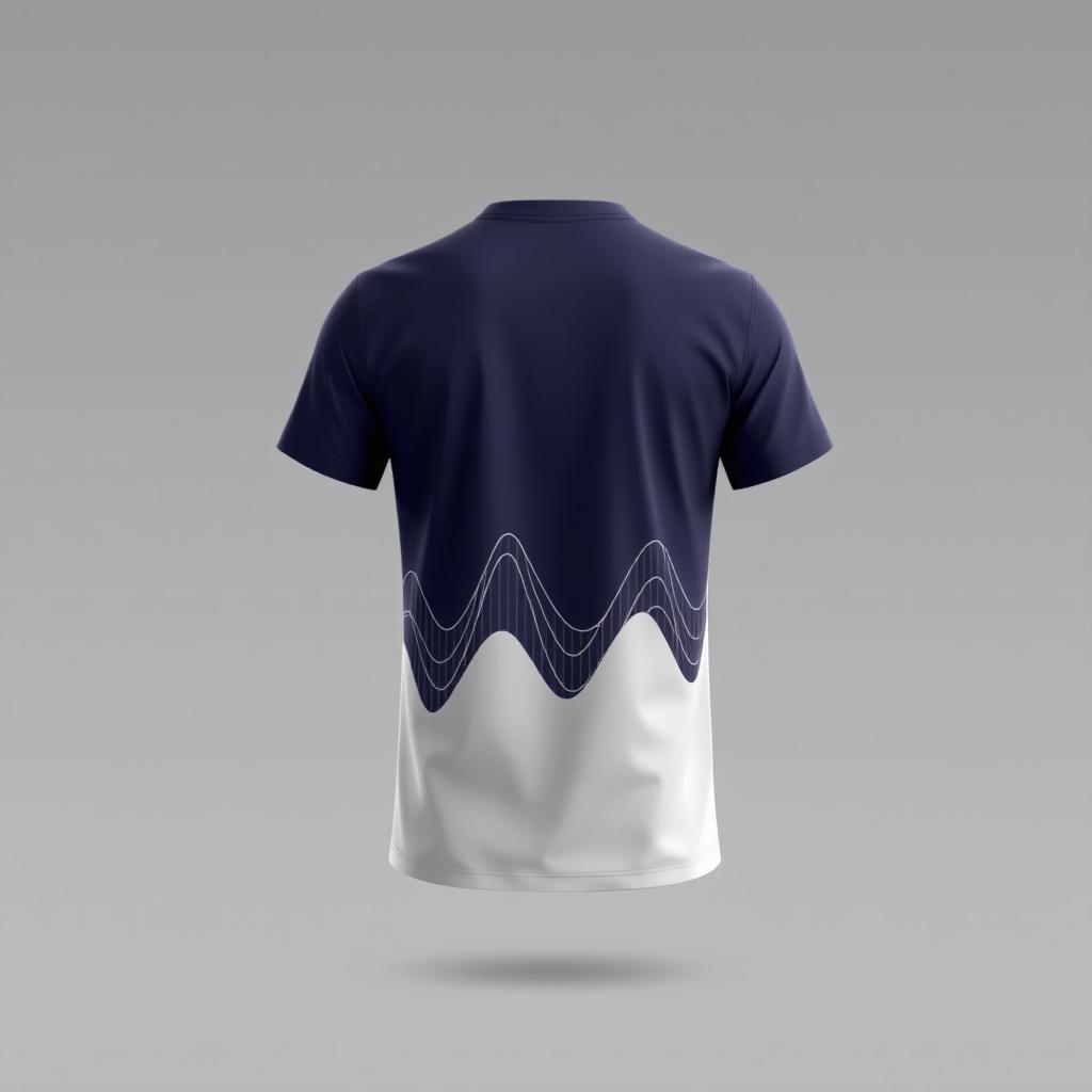 A T-shirt design featuring minimalistic patterns on the back in an analytics style