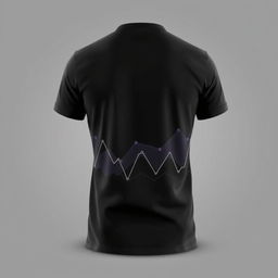 A T-shirt design featuring minimalistic patterns on the back in an analytics style