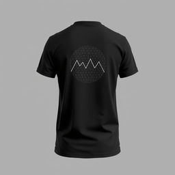 A T-shirt design featuring minimalistic patterns on the back in an analytics style