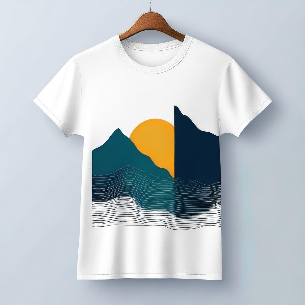 A T-shirt design featuring minimalistic patterns on the back in an analytics style