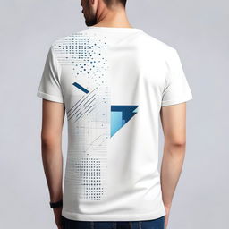 A T-shirt design featuring minimalistic patterns on the back in an analytics style