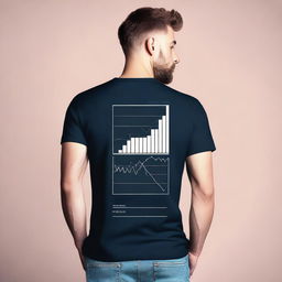 A T-shirt design featuring minimalistic patterns on the back in an analytics style