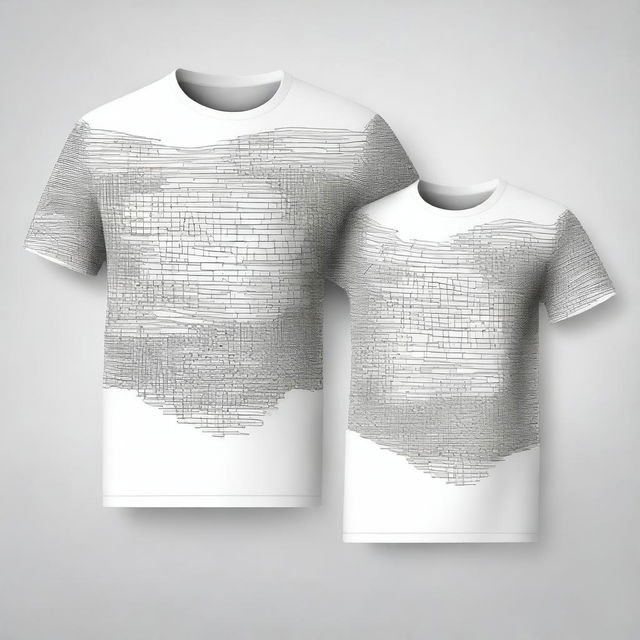 A T-shirt design featuring a pattern in the style of business graphics on the left sleeve