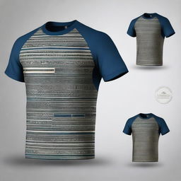 A T-shirt design featuring a pattern in the style of business graphics on the left sleeve