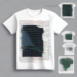 A T-shirt design featuring a pattern in the style of an analytical chart on the left sleeve