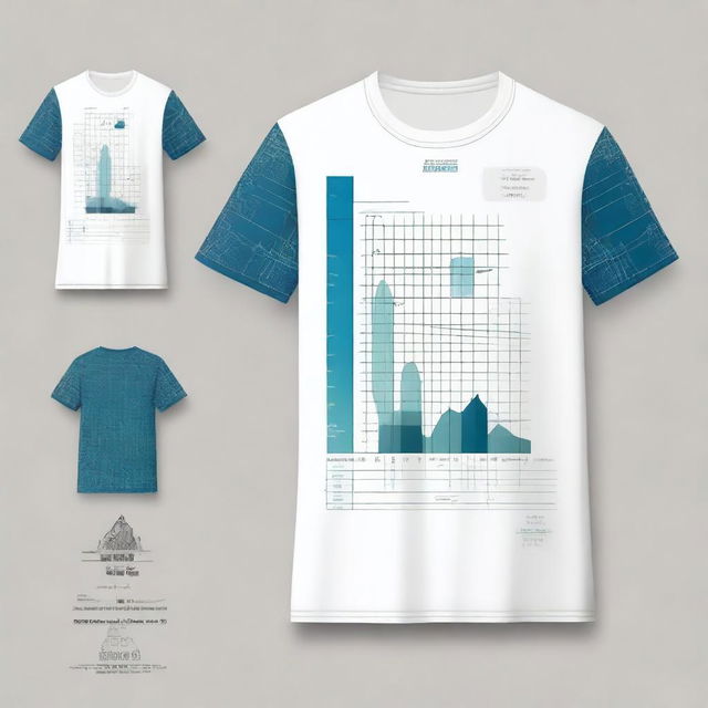 A T-shirt design featuring a pattern in the style of an analytical chart on the left sleeve