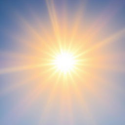 A vibrant and bright image of the sun shining in a clear blue sky