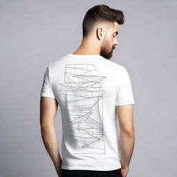 A high-quality T-shirt featuring minimalistic patterns on the back, designed in an analytics style