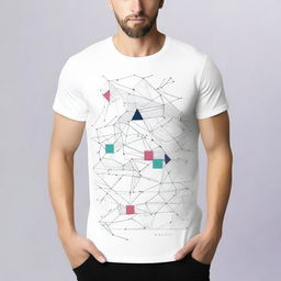 A high-quality T-shirt featuring minimalistic patterns on the back, designed in an analytics style