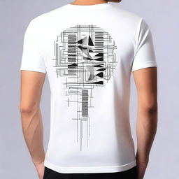 A high-quality T-shirt featuring minimalistic patterns on the back, designed in an analytics style