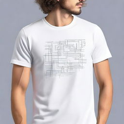 A high-quality T-shirt featuring minimalistic patterns on the back, designed in an analytics style