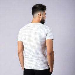 A high-quality T-shirt featuring minimalistic patterns on the back, designed in an analytics style