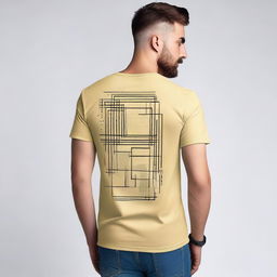 A high-quality T-shirt featuring minimalistic patterns on the back, designed in an analytics style