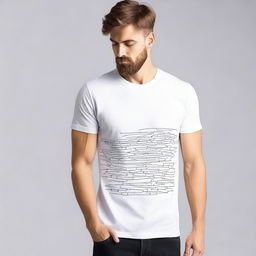 A high-quality T-shirt featuring minimalistic patterns on the back, designed in an analytics style