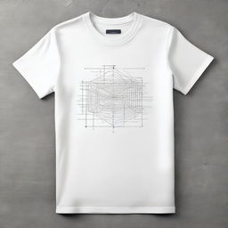 A high-quality T-shirt featuring minimalistic patterns on the back, designed in an analytics style