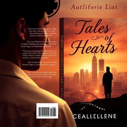 Create a book cover for a romantic and dramatic novel titled 'Tales of Hearts' set in the 1940s