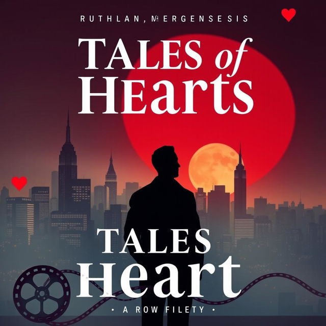 Create a book cover for a romantic and dramatic novel titled 'Tales of Hearts' set in the 1940s