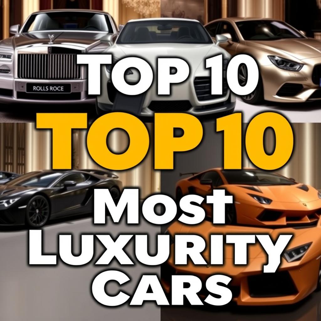 A YouTube thumbnail for a video titled 'Top 10 Most Luxurious Cars'