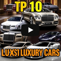 A YouTube thumbnail for a video titled 'Top 10 Most Luxurious Cars'