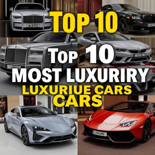 A YouTube thumbnail for a video titled 'Top 10 Most Luxurious Cars'