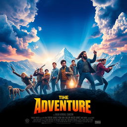 Create a vibrant and captivating movie poster featuring an epic adventure scene