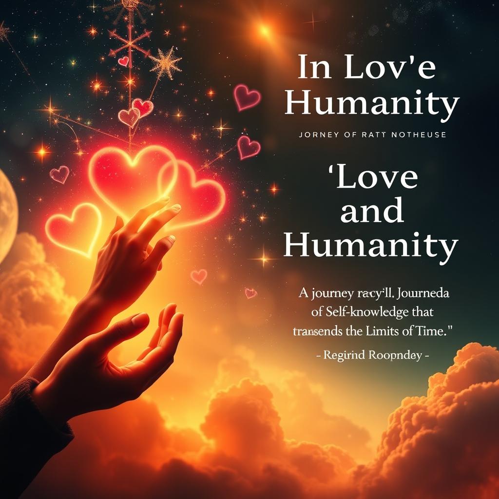 Create a book cover for 'In Love and Humanity: A Journey of Self-Knowledge that Transcends the Limits of Time'