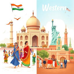 An illustration highlighting the differences between Indian and Western culture