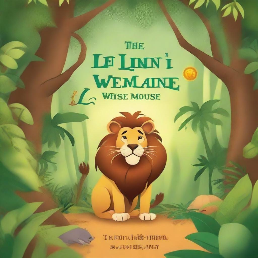 Create a book cover for a book titled 'The Lion and The Wise Mouse' by L