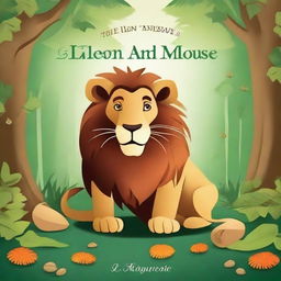 Create a book cover for a book titled 'The Lion and The Wise Mouse' by L