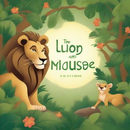 Create a book cover for a book titled 'The Lion and The Wise Mouse' by L