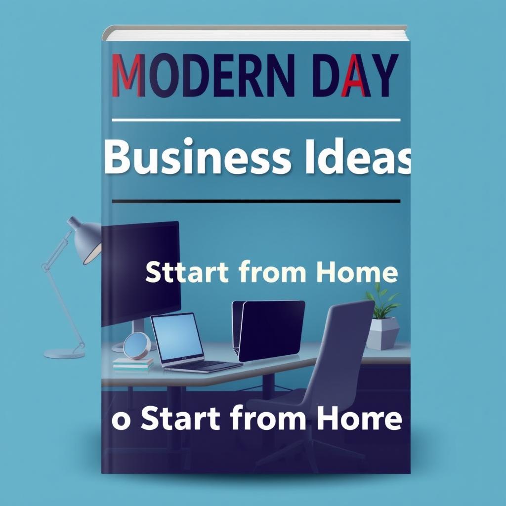 Design a modern and sleek book cover for a nonfiction book titled 'Modern Day Business Ideas to Start from Home