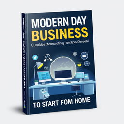 Design a modern and sleek book cover for a nonfiction book titled 'Modern Day Business Ideas to Start from Home