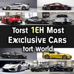 A showcase of the ten most exclusive cars in the world, featuring luxurious designs, sleek lines, and high-end finishes