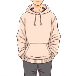 A full-body illustration of a person wearing a cozy sweatshirt, showcasing the fabric texture and comfortable fit