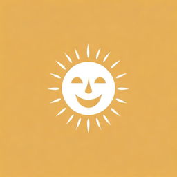 Create a logo with a smiling sun radiating warmth and joy, embodying the feeling of a delightful sunny day.