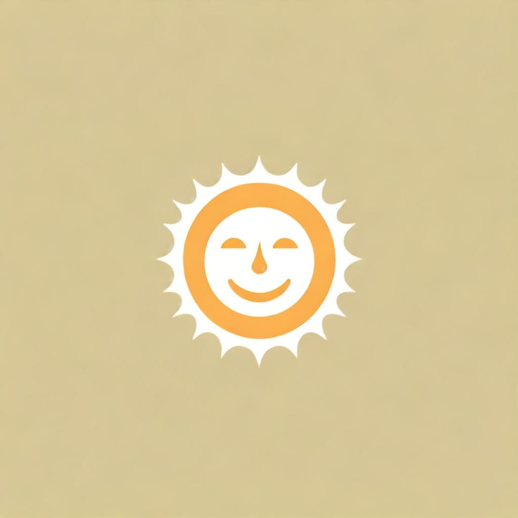 Create a logo with a smiling sun radiating warmth and joy, embodying the feeling of a delightful sunny day.