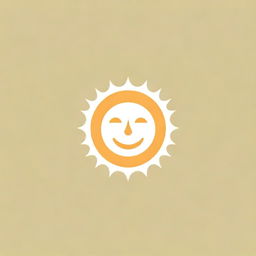 Create a logo with a smiling sun radiating warmth and joy, embodying the feeling of a delightful sunny day.