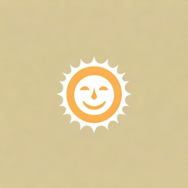 Create a logo with a smiling sun radiating warmth and joy, embodying the feeling of a delightful sunny day.