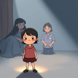 An illustration depicting Alya, a cheerful girl who feels overshadowed by her younger sibling, Bintang