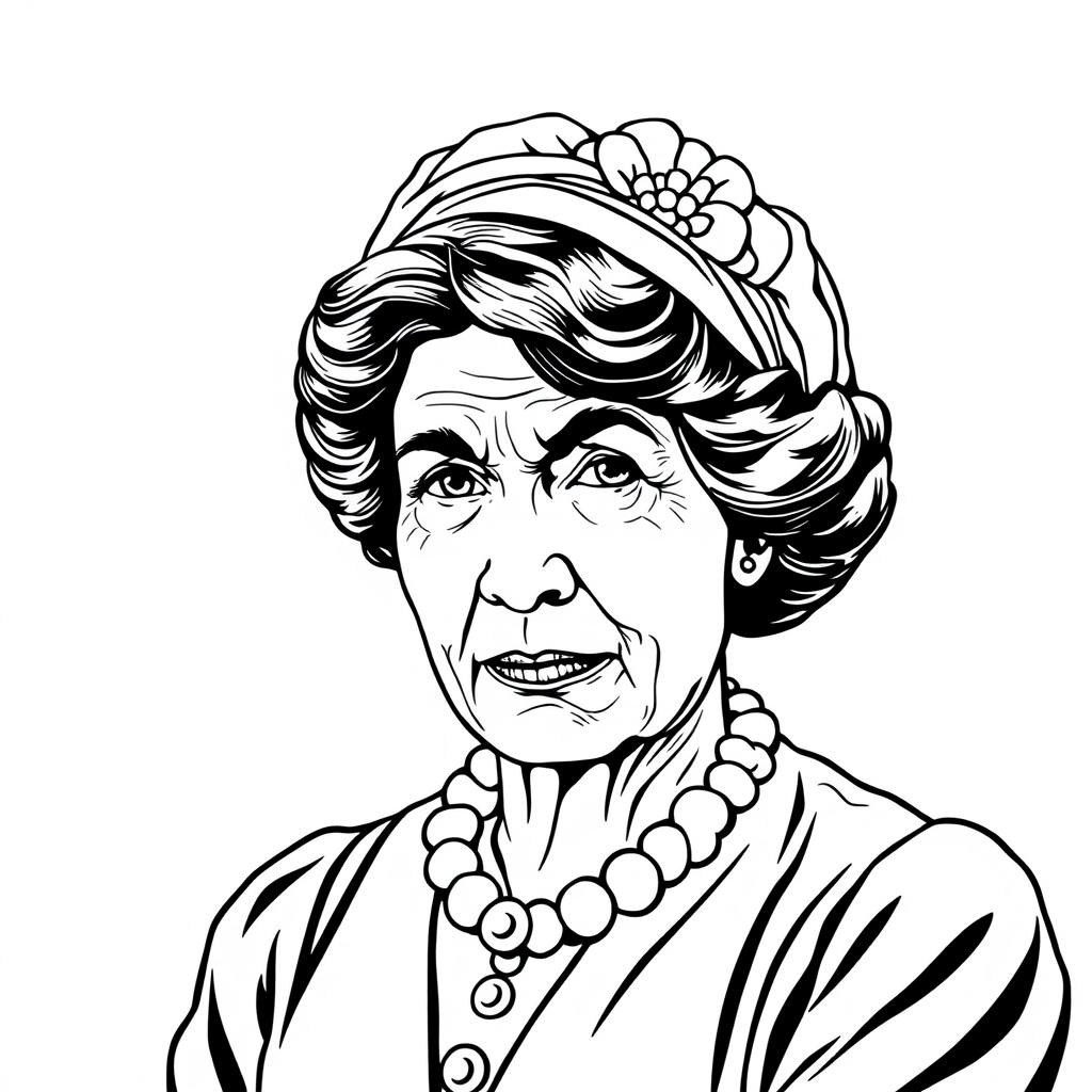 Create a coloring book page image featuring Alice Paul (1885-1977)