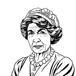 Create a coloring book page image featuring Alice Paul (1885-1977)