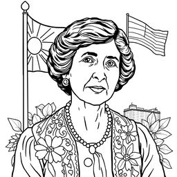 Create a coloring book page image featuring Alice Paul (1885-1977)