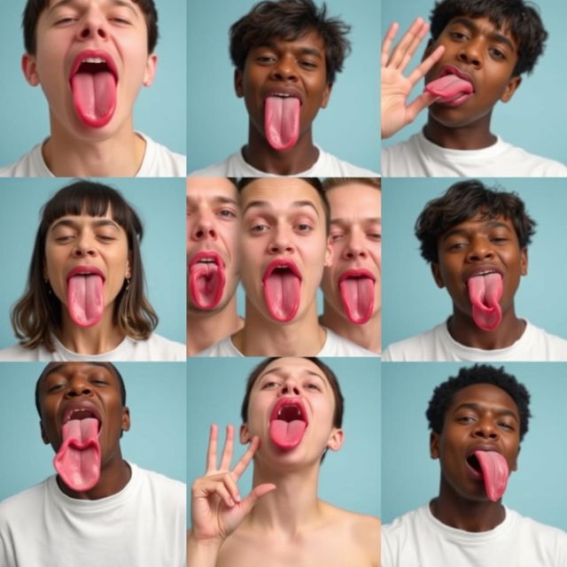 A video cover featuring humans moving and contouring their tongues in different shapes and forms