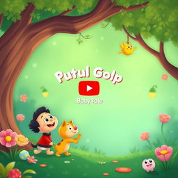 Create a vibrant and enchanting YouTube thumbnail for the "Putul Golpo - Baby Tale" channel