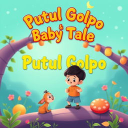 Create a vibrant and enchanting YouTube thumbnail for the "Putul Golpo - Baby Tale" channel