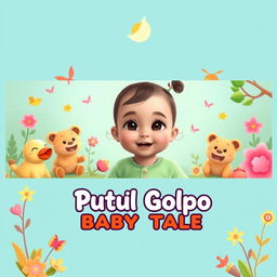 Create a vibrant YouTube thumbnail for the channel 'Putul Golpo - Baby Tale'