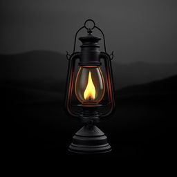 Create a 3D cover image featuring an old lamp with a flame