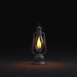 Create a 3D cover image featuring an old lamp with a flame