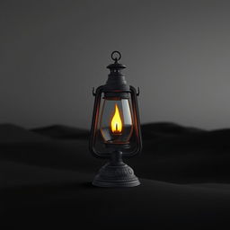 Create a 3D cover image featuring an old lamp with a flame