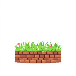 Create a pixel art image featuring a green spring lawn on a white background